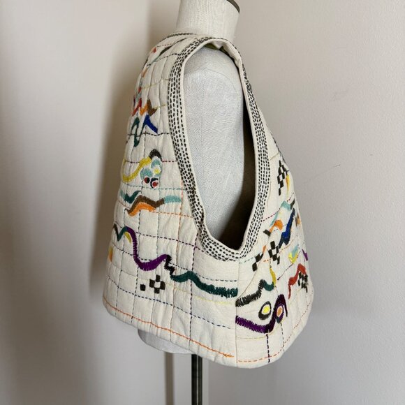 Toast Hand Embroidered Abstract Gilet Vest Womens Size XL Artisan Cotton Muslin - Picture 9 of 15
